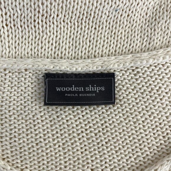 Wooden Ships Anthropologie Paola Buendia Sweater X-Small Small White Red XOXO - Picture 8 of 9